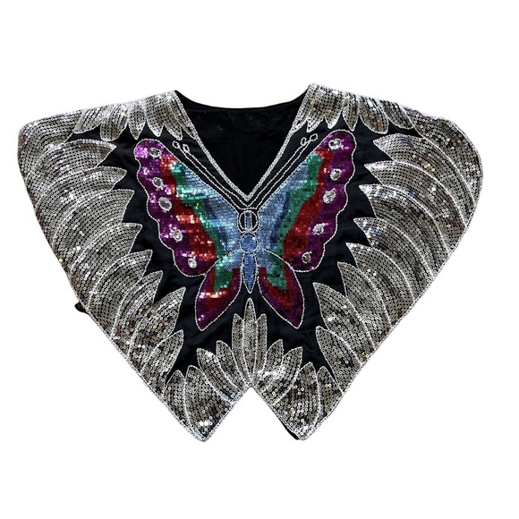 Vintage Tops - VTG Fairy‎ Sequin Butterfly  Top Silk S/M Croquette Bratz Whimsical Babydoll Y2K